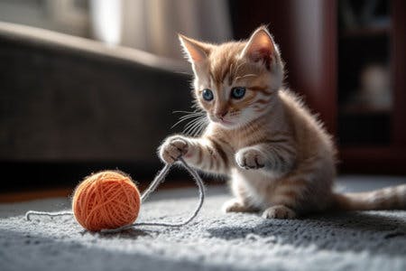cat chasing a ball